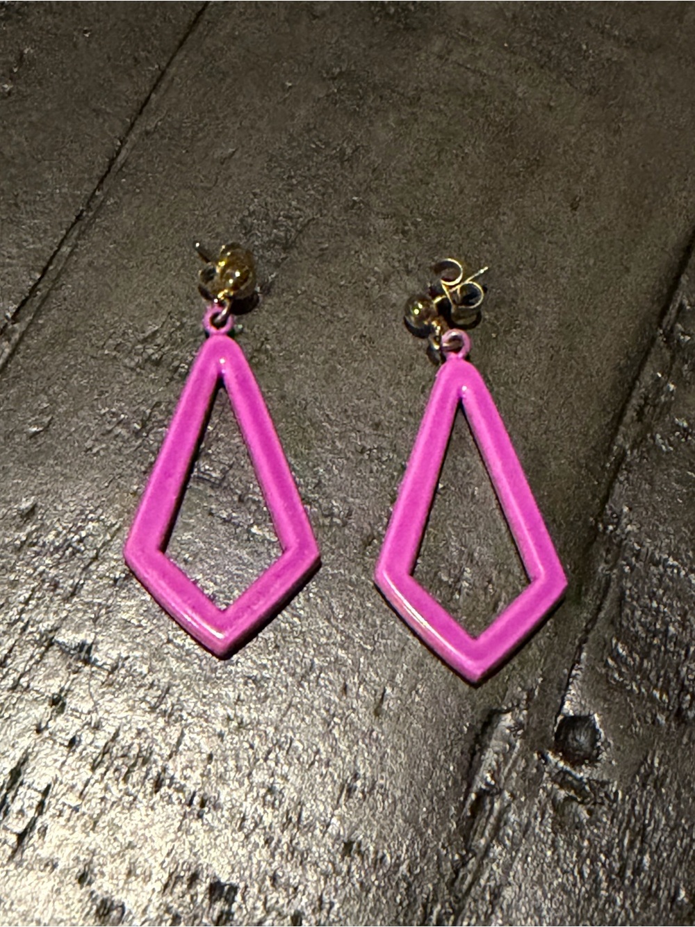 Vintage 1960s Pink Geometric Drop Earrings